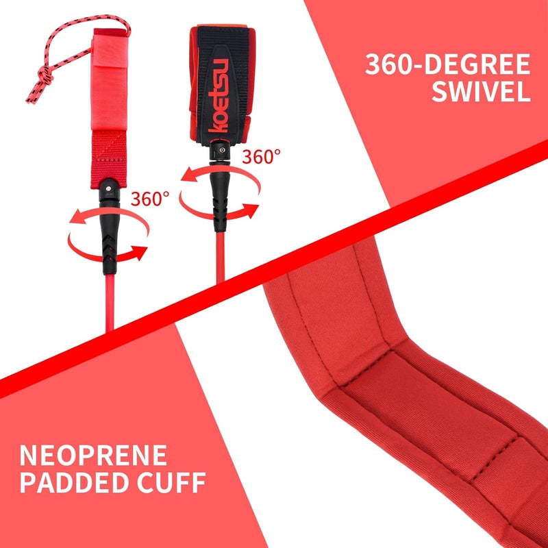 KOETSU Store Premium Paddle Board Leash - 10ft SUP Ankle Safety Rope, 7mm Thick Surfboard Leash for Longboard, Stand Up Paddle Board Accessories, SUP Replacement Leg Rope - Image 3